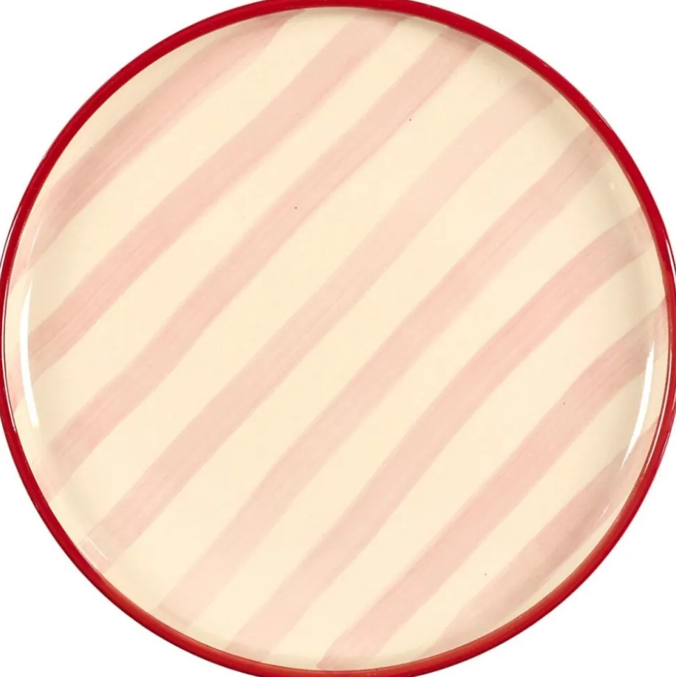 Talerz deserowy Dolce Vita 20 cm różowe pasy
