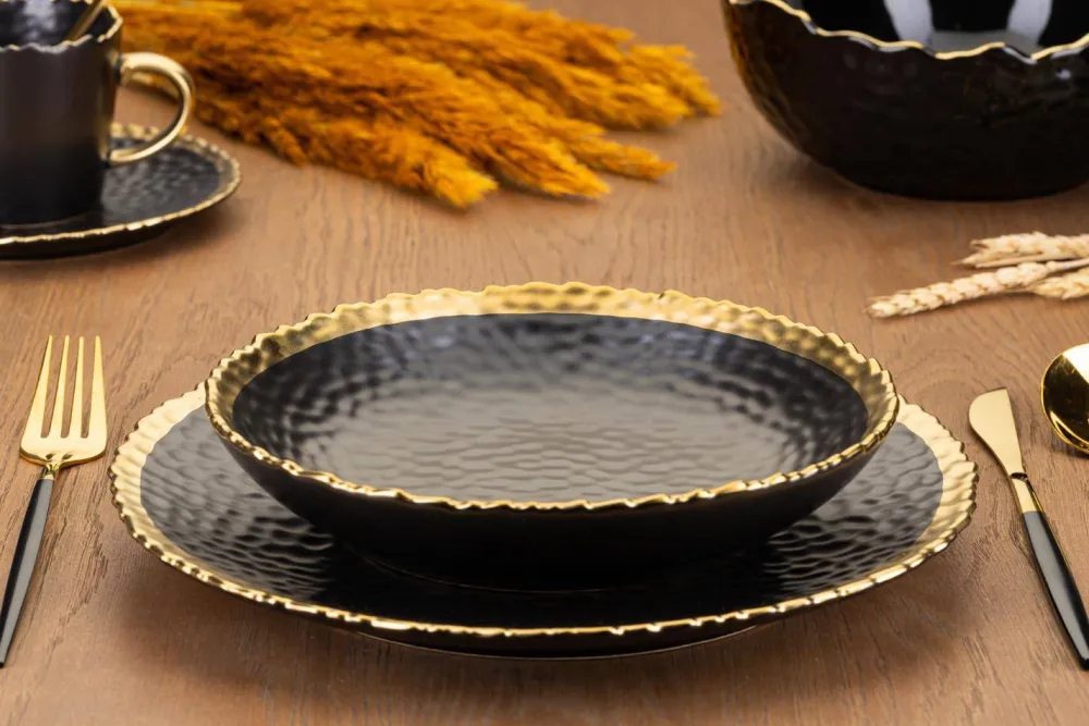 Talerz głęboki Kati Black Gold 21 cm * HowHomely Best
