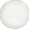 Talerz obiadowo deserowy biały z brązową krawędzią 21 cm * Siaki Collection Outlet