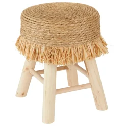 Toboret styl boho beżowy drewniany Gimpo
