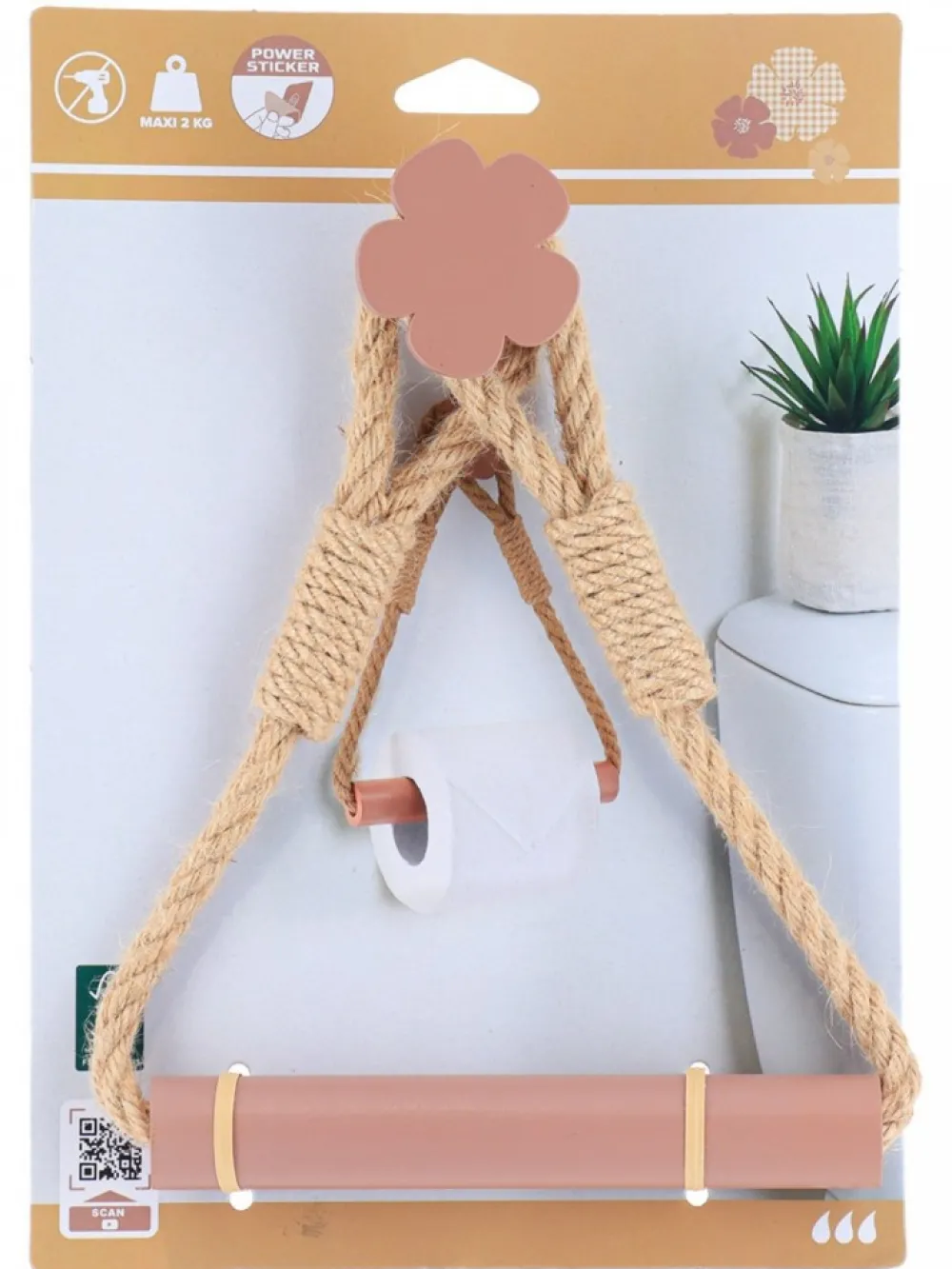 Uchwyt na papier toaletowy FLOWER blush róż * TENDANCE