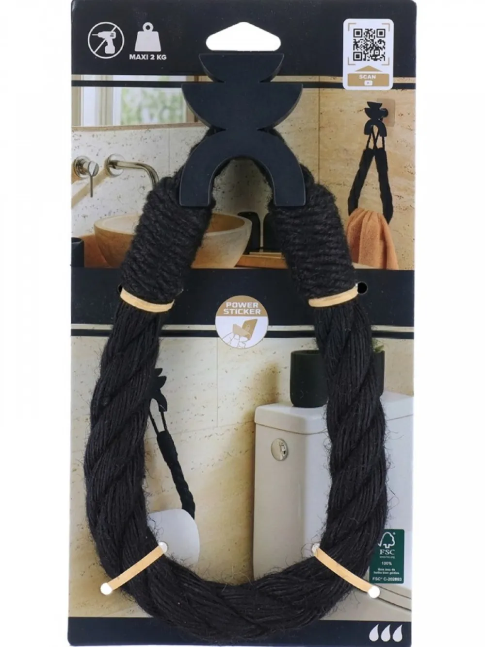 Uchwyt na papier toaletowy lina BLACK TRIBAL * TENDANCE Discount