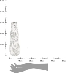 Wazon RITA 10x30 cm biało srebrny kwiaty