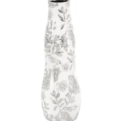 Wazon RITA 10x30 cm biało srebrny kwiaty