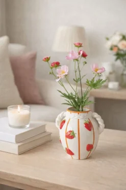 Wazon ceramiczny wzór w truskawki Fresas * Boltze Discount