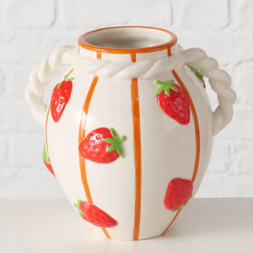 Wazon ceramiczny wzór w truskawki Fresas * Boltze Discount