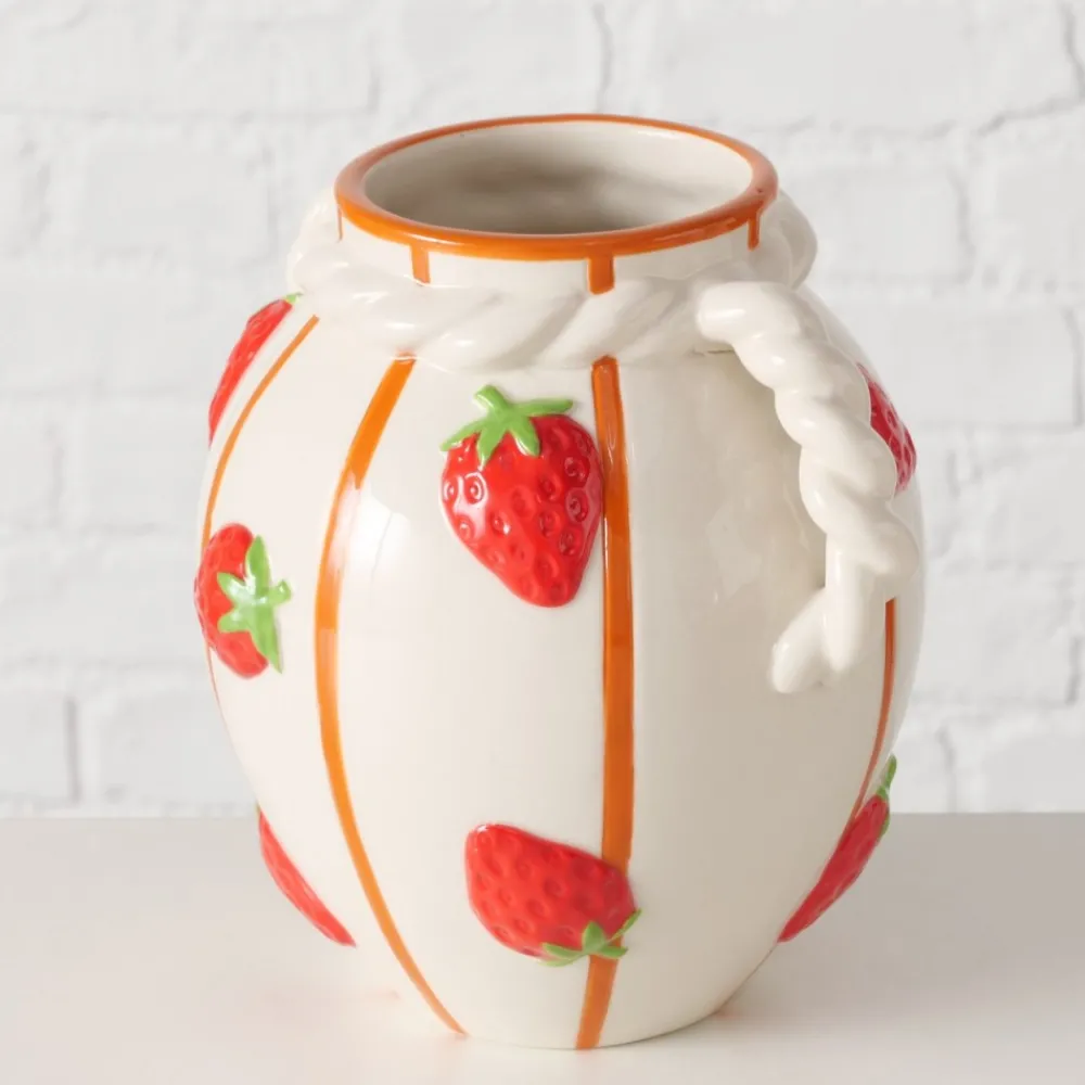 Wazon ceramiczny wzór w truskawki Fresas * Boltze Discount