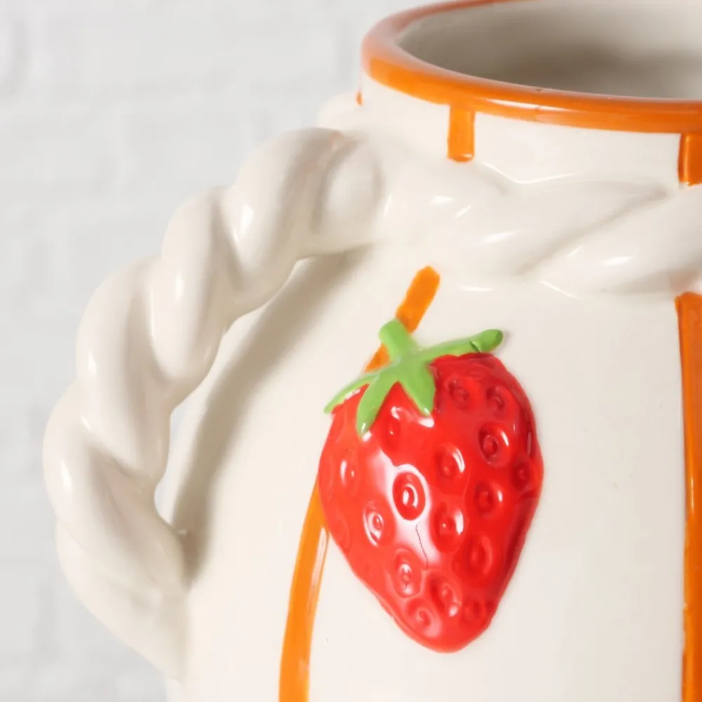 Wazon ceramiczny wzór w truskawki Fresas * Boltze Discount