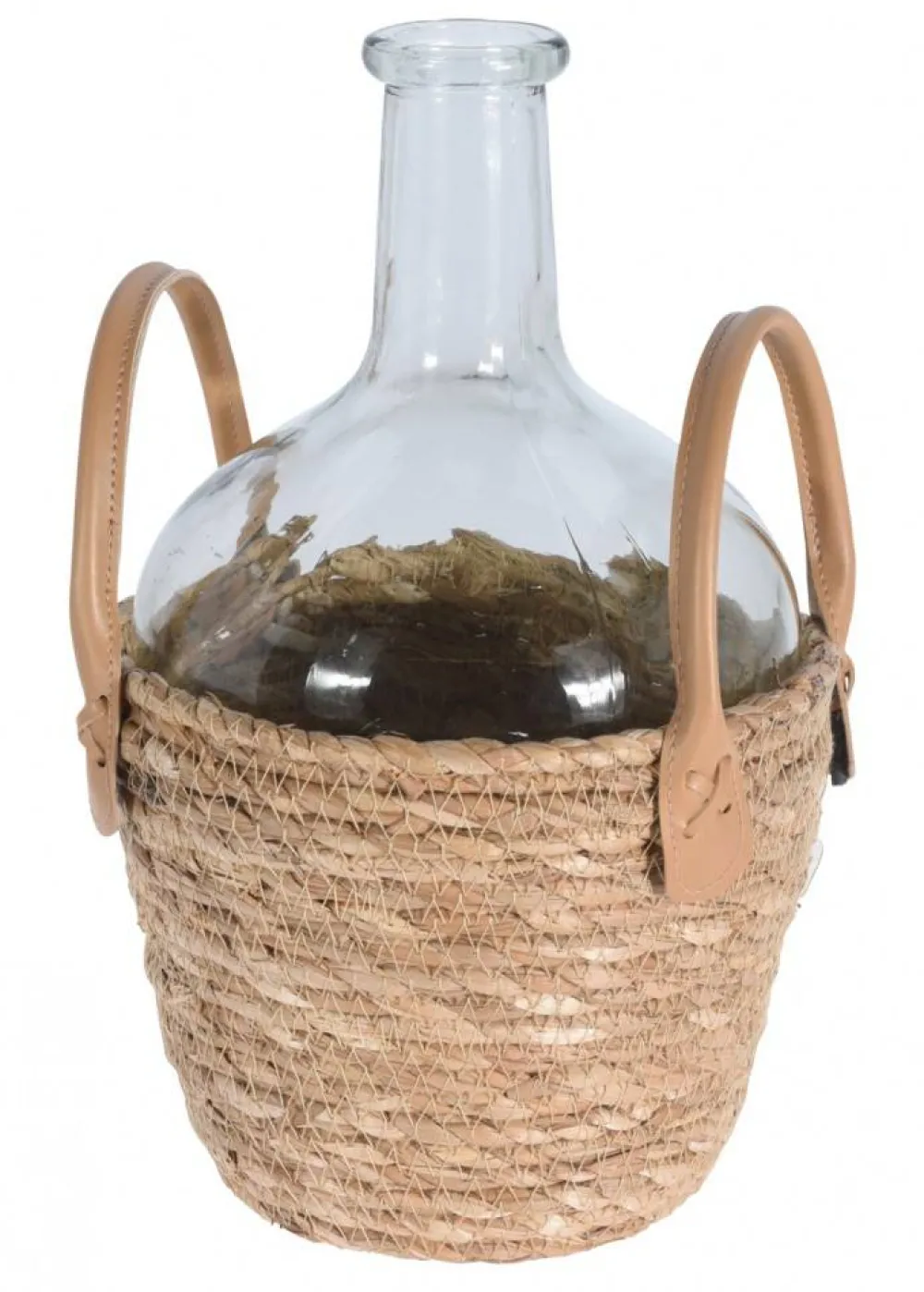 Wazon szklany w plecionej osłonie Boho * H&S Decoration
