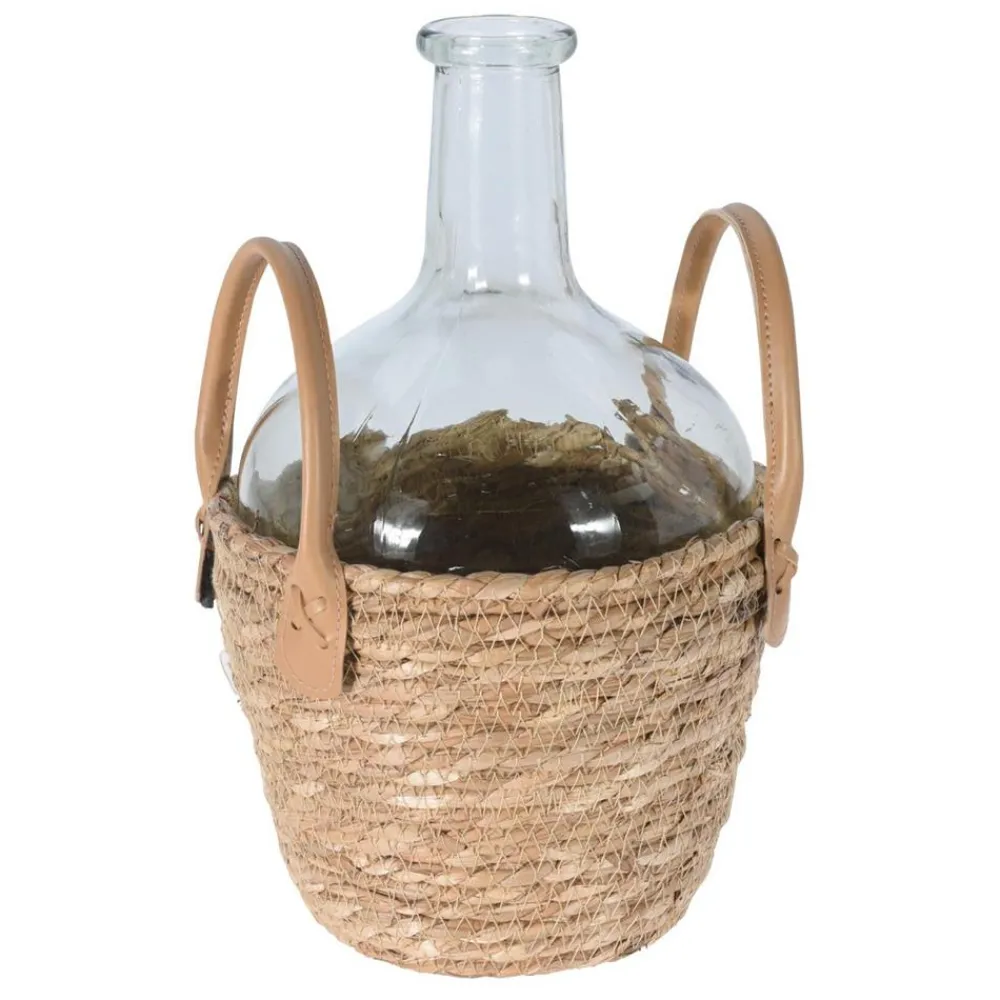 Wazon szklany w plecionej osłonie Boho * H&S Decoration