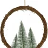 Wianek rattanowy z choinkami Led 40 cm