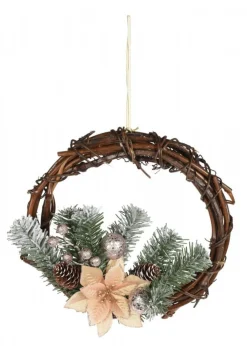 Wianek świąteczny rattanowy duży 30 cm * H&S Decoration Outlet