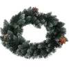 Wianek świąteczny zielony z białymi końcówkami 40 cm * H&S Decoration Clearance