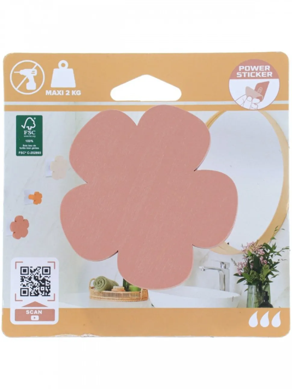 Wieszak ścienny bambusowy D8 FLOWER blush róż