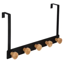Wieszak na drzwi Bamboo Black 5 haczyków