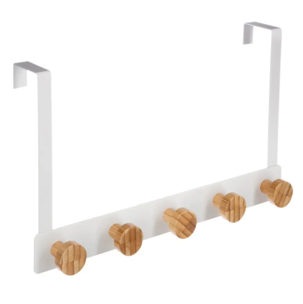 Wieszak na drzwi Bamboo White 5 haczyków