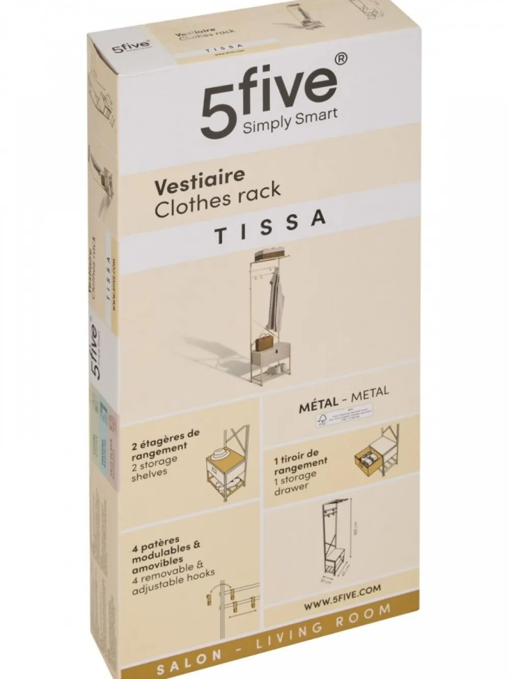 Wieszak do przedpokoju Tissa beż * 5five Simply Smart Hot