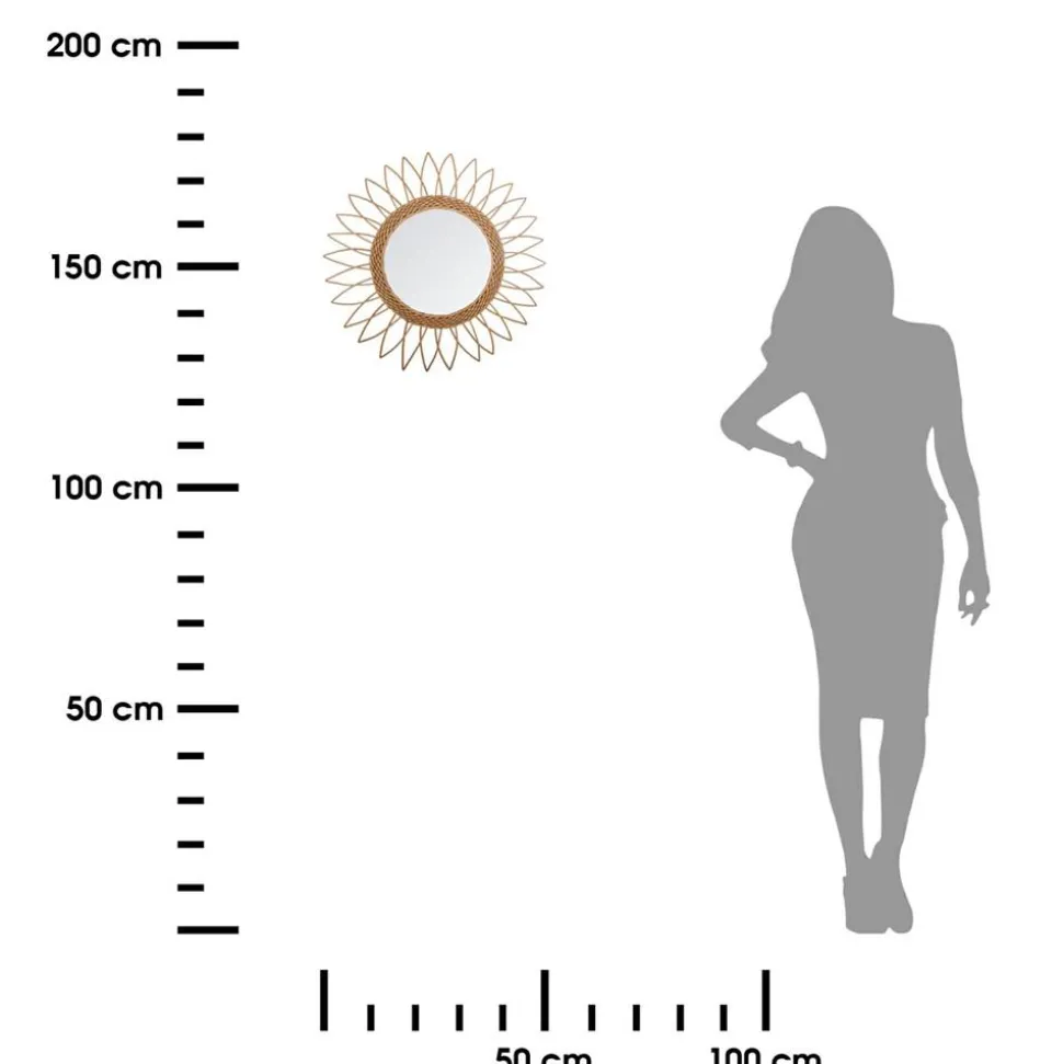 Wiklinowe lustro ścienne Sharp Sun 50 cm