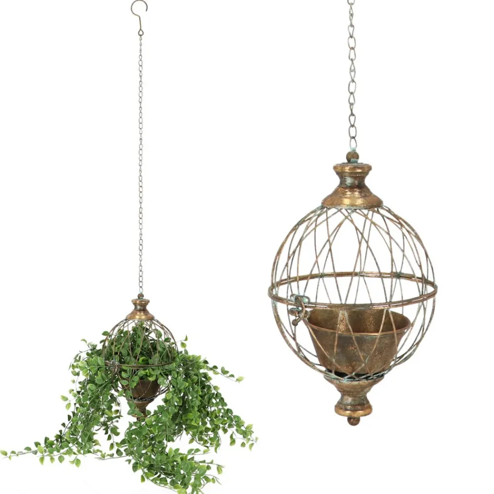 Wisząca metalowa donica z postarzanym efektem h32,5 cm * Esschert Design Sale