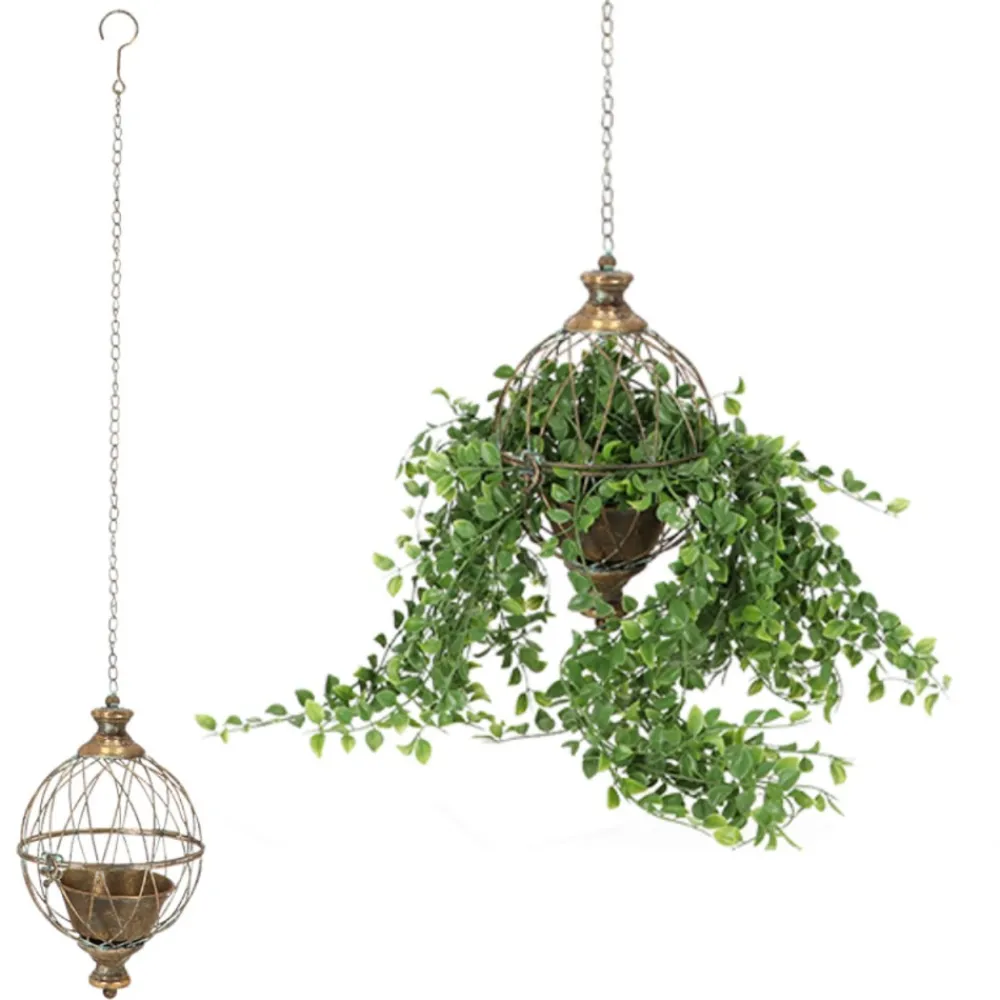 Wisząca metalowa donica z postarzanym efektem h32,5 cm * Esschert Design Sale