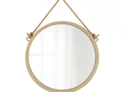 Wiszące okrągłe lustro 48 cm beż
