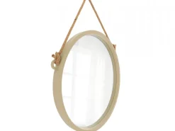 Wiszące okrągłe lustro 48 cm beż