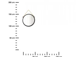 Wiszące okrągłe lustro 48 cm czarne