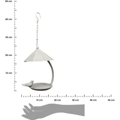 Wiszące poidełko z daszkiem i ptaszkiem beżowe h43 cm