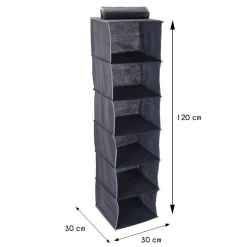 Wiszący organizer do szafy tekstylny 6 przegródek 120x30x30 cm