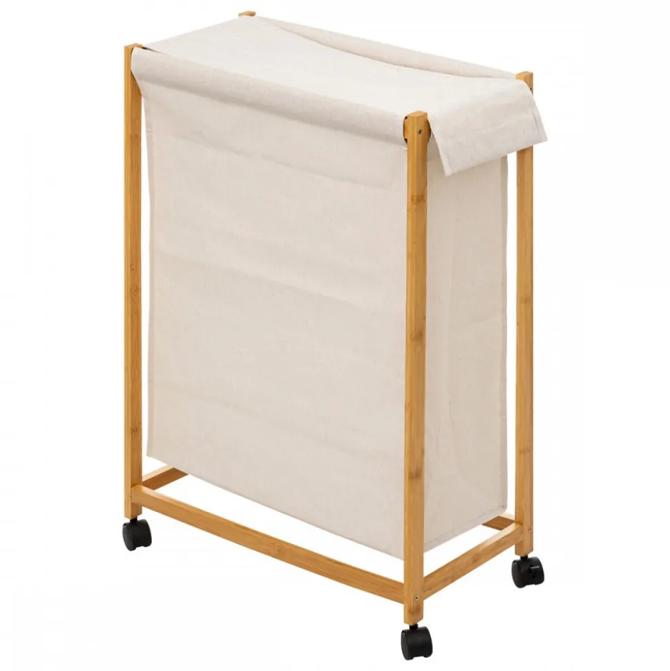 Wąski kosz na pranie White bamboo