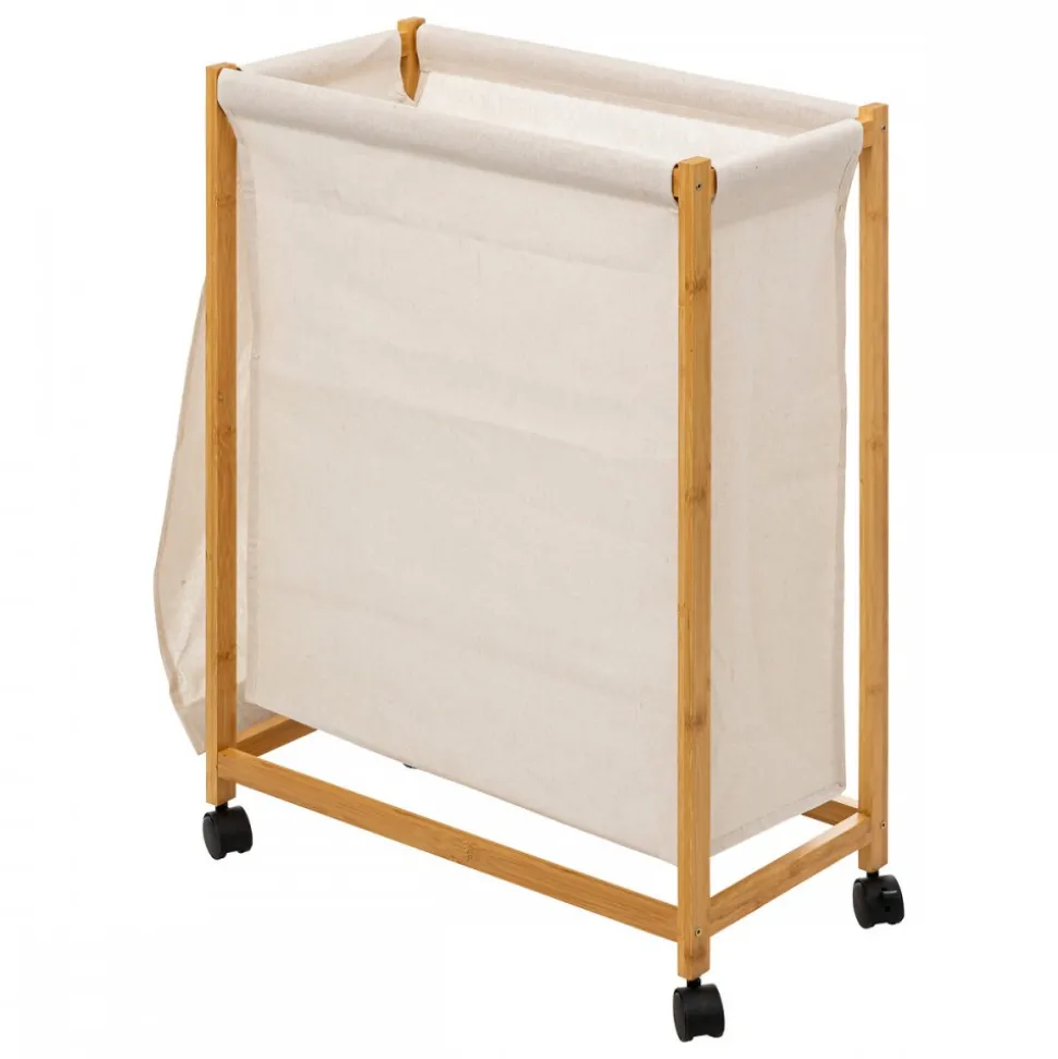 Wąski kosz na pranie White bamboo
