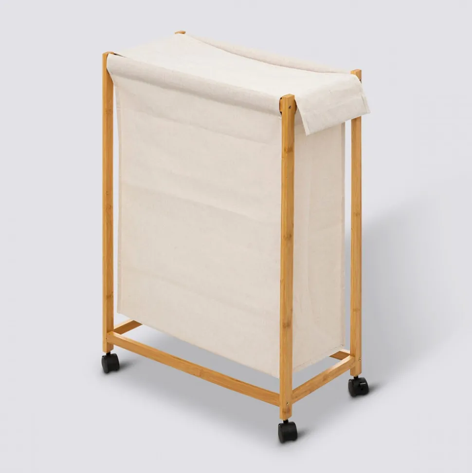Wąski kosz na pranie White bamboo
