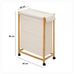 Wąski kosz na pranie White bamboo