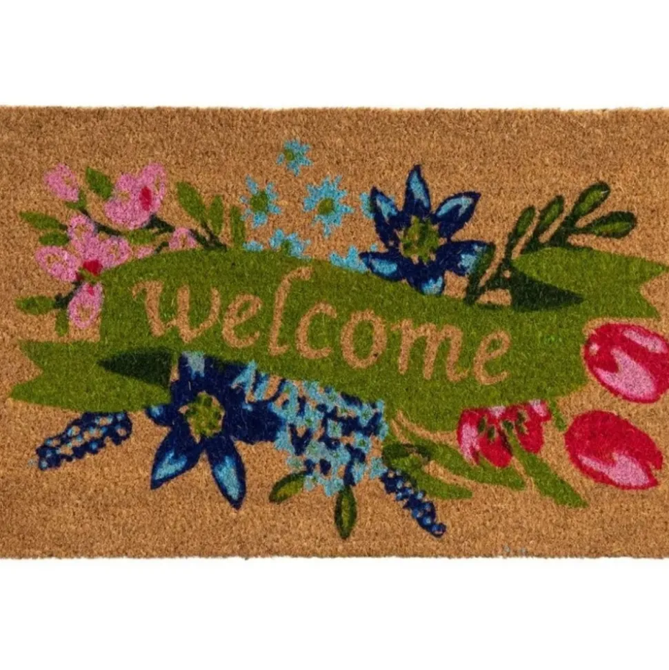 Wycieraczka kokosowa Welcome kwiaty kolorowe 60x40 cm