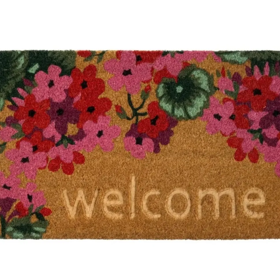 Wycieraczka kokosowa Welcome z kwiatowym wzorem 60x40 cm