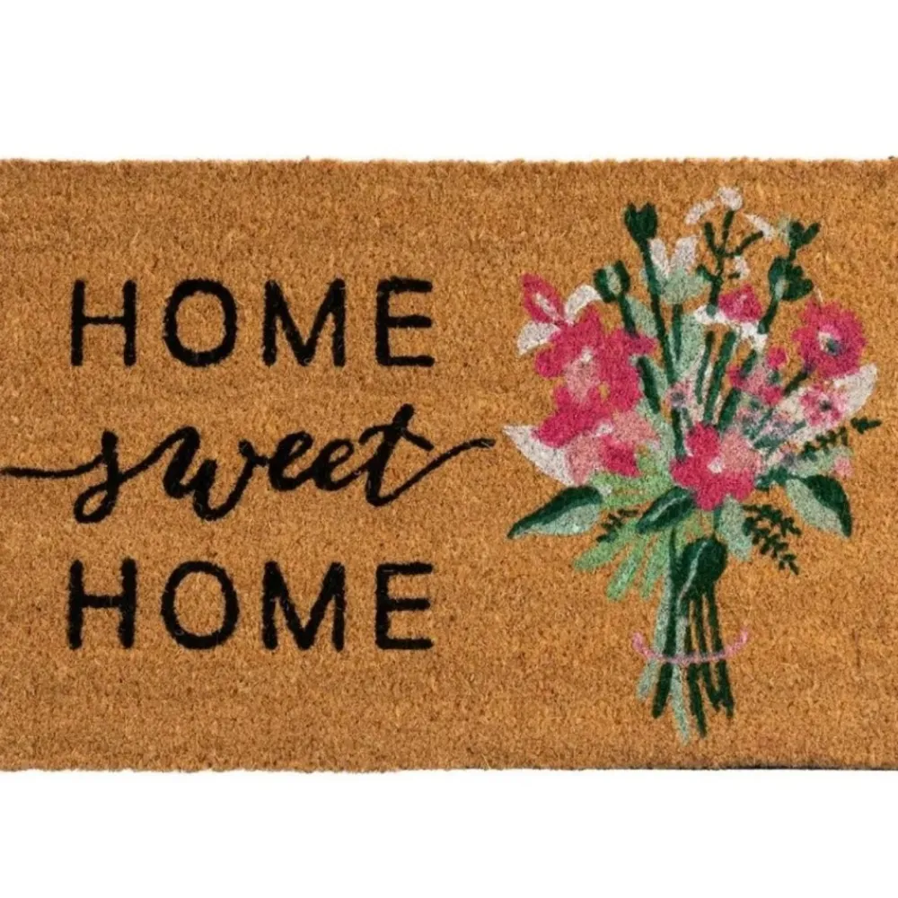 Wycieraczka kokosowa Home Sweet Home bukiet kwiatów 60x40 cm * HowHomely New