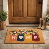 Wycieraczka kokosowa 60x40 cm HOME słoiki z kwiatami Retro * HowHomely Discount