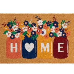 Wycieraczka kokosowa 60x40 cm HOME słoiki z kwiatami Retro * HowHomely Discount