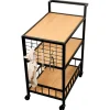 Wózek kuchenny na kółkach 3 poziomy loft 60x38xh79 cm
