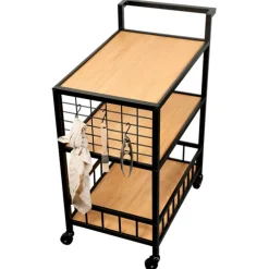 Wózek kuchenny na kółkach 3 poziomy loft 60x38xh79 cm