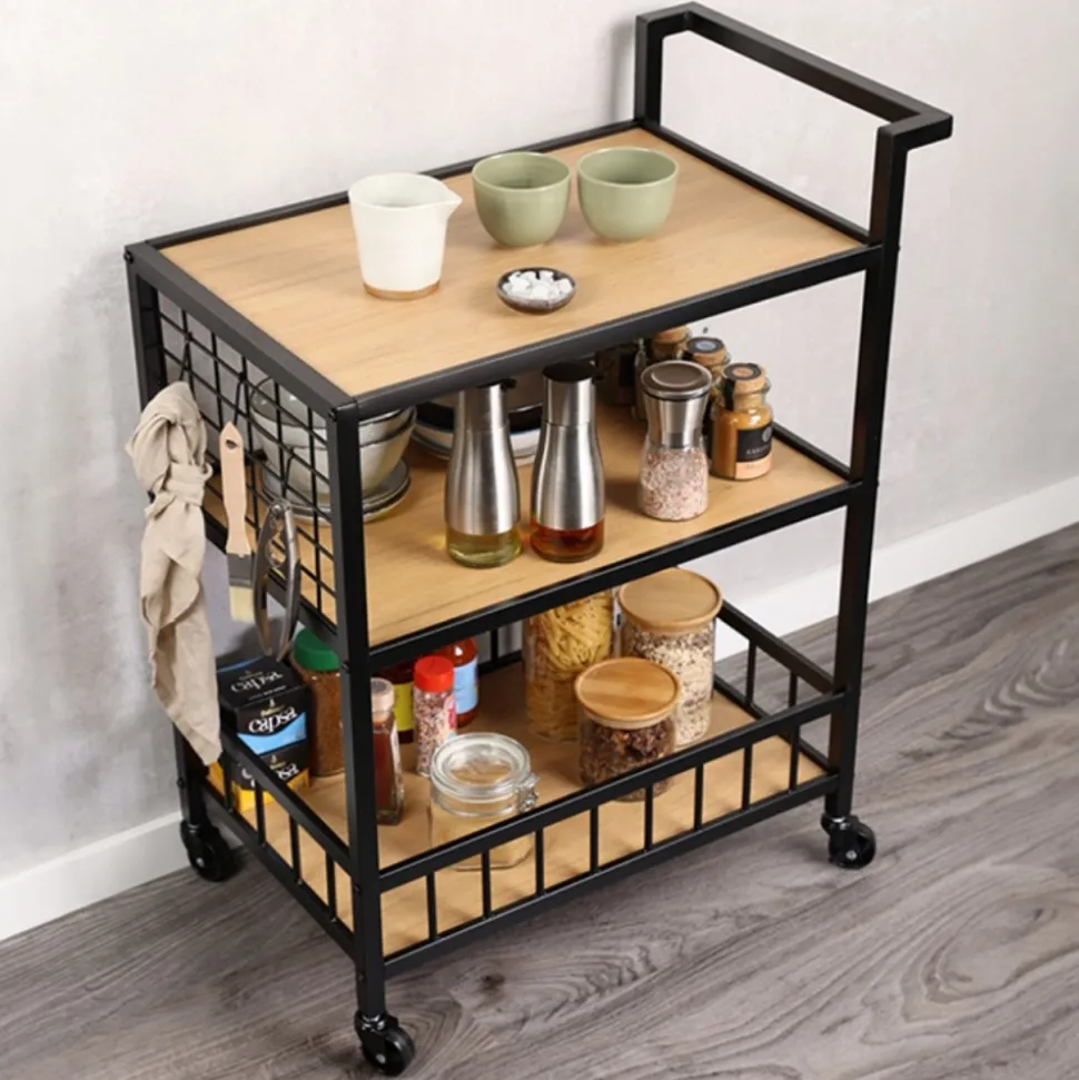 Wózek kuchenny na kółkach 3 poziomy loft 60x38xh79 cm