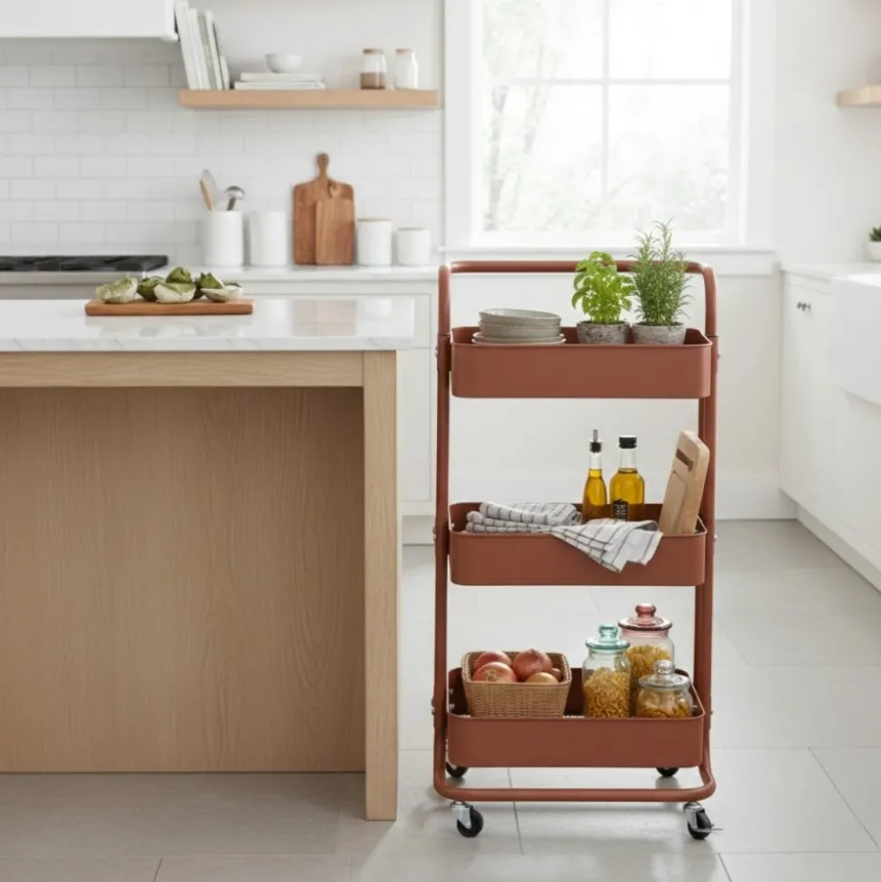 Wózek mobilny metalowy Trolley brązowy
