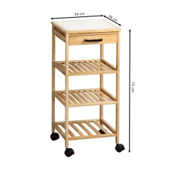 Wózek kuchenny bambusowy z szufladą 34 x 34 x h73 cm * Kesper Discount