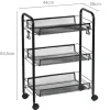 Wózek kuchenny 3 poziomy na kółkach metalowy czarny 44x26xh63,5 cm * Kesper Clearance