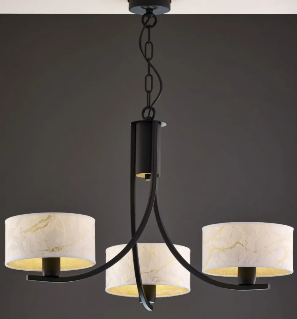Żyrandol ARTHUR czarny biały abażur 3xE27