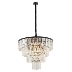 Żyrandol CRISTAL Czarny Szklane Kryształy 12xE14 71cm