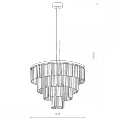 Żyrandol CRISTAL Czarny Szklane Kryształy 12xE14 71cm