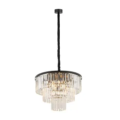 Żyrandol CRISTAL Czarny Szklane Kryształy 9xE14 56cm