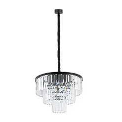 Żyrandol CRISTAL Czarny Szklane Kryształy 9xE14 56cm