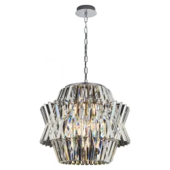 Żyrandol CROWN Srebrny Szklane Kryształy 12xE14 54cm